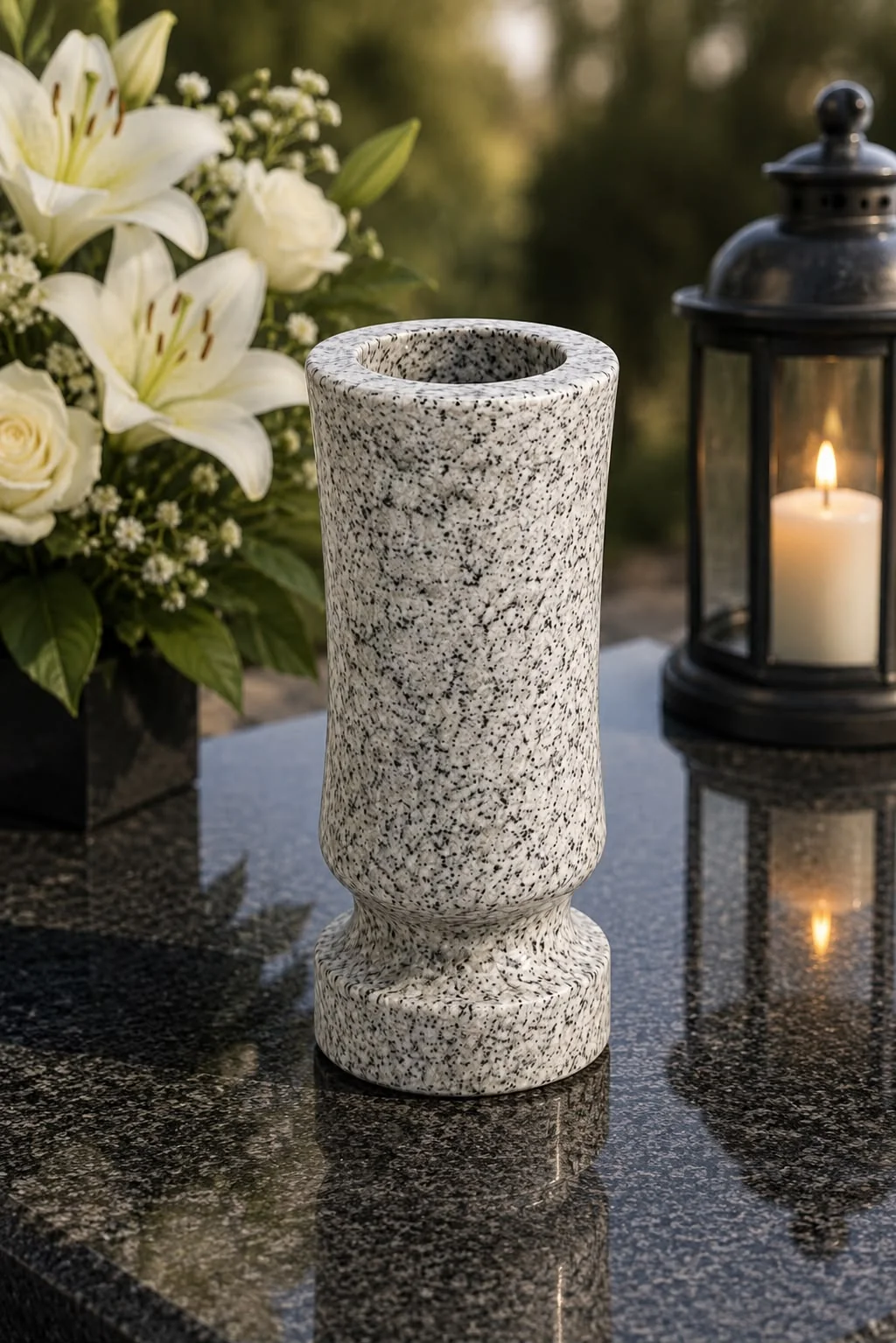 Vaza funerara nuanta Granit Gri spre alb